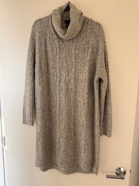 Primark Gray Cable-Knit Turtleneck Sweater Dress